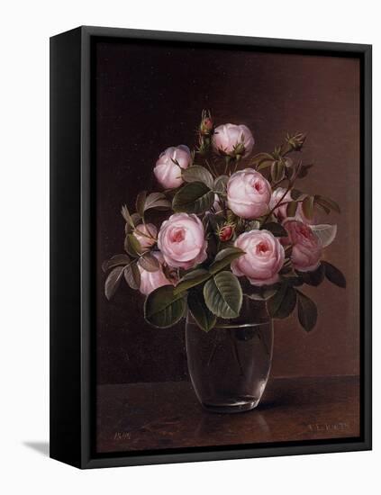 Roses in a Glass Vase-Johan Laurentz Jensen-Framed Premier Image Canvas