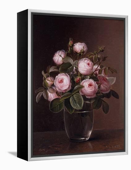 Roses in a Glass Vase-Johan Laurentz Jensen-Framed Premier Image Canvas