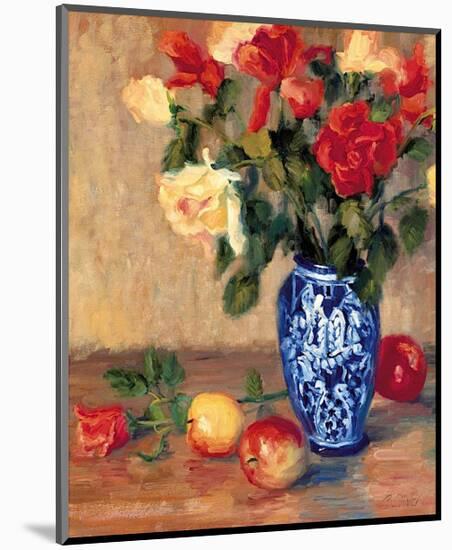 Roses in a Mexican Vase-B^ Oliver-Mounted Art Print