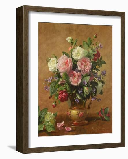 Roses in a Rose-Enamelled Vase, 1995-Albert Williams-Framed Giclee Print