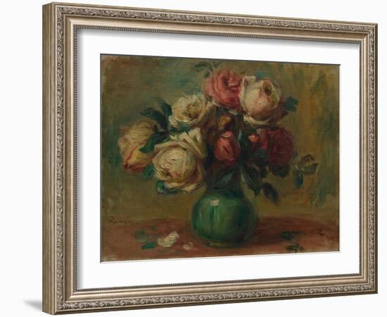 Roses in a Vase, C. 1890 (Oil on Canvas)-Pierre Auguste Renoir-Framed Giclee Print