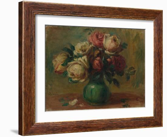 Roses in a Vase, C. 1890 (Oil on Canvas)-Pierre Auguste Renoir-Framed Giclee Print