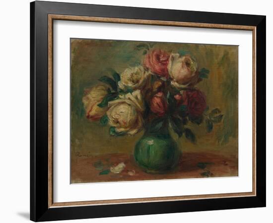 Roses in a Vase, C. 1890 (Oil on Canvas)-Pierre Auguste Renoir-Framed Giclee Print