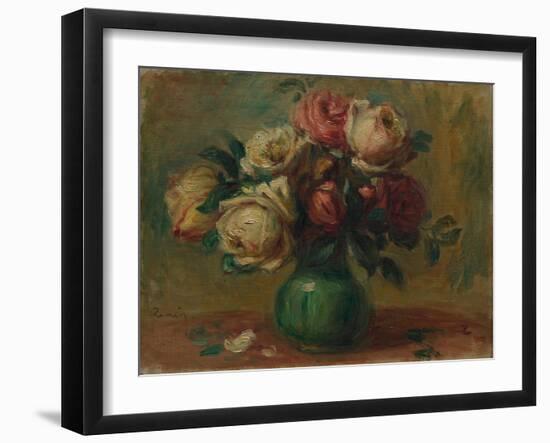 Roses in a Vase, C. 1890 (Oil on Canvas)-Pierre Auguste Renoir-Framed Giclee Print