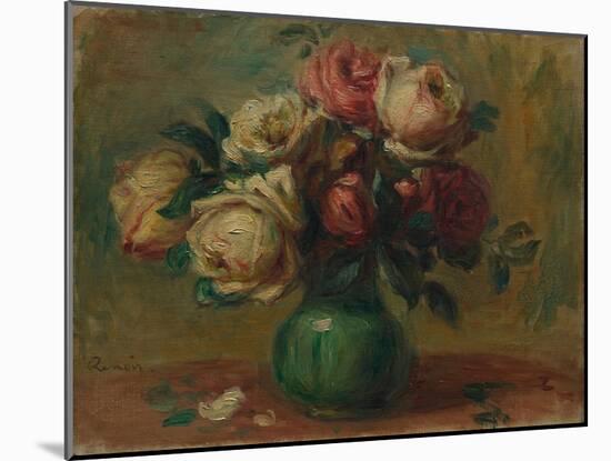 Roses in a Vase, C. 1890 (Oil on Canvas)-Pierre Auguste Renoir-Mounted Giclee Print