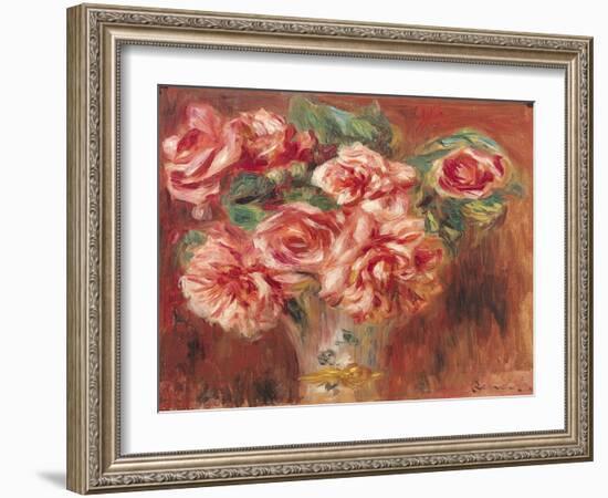 Roses in a Vase, circa 1890-Pierre-Auguste Renoir-Framed Giclee Print