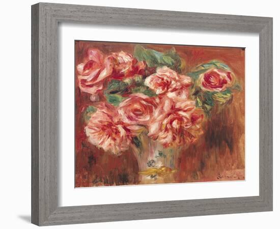 Roses in a Vase, circa 1890-Pierre-Auguste Renoir-Framed Giclee Print