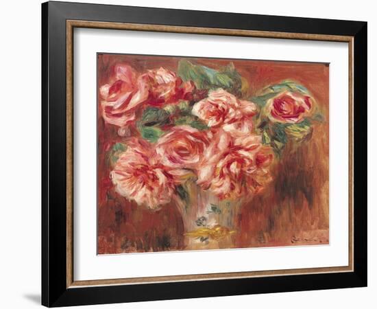 Roses in a Vase, circa 1890-Pierre-Auguste Renoir-Framed Giclee Print