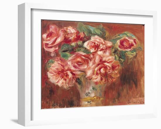 Roses in a Vase, circa 1890-Pierre-Auguste Renoir-Framed Giclee Print