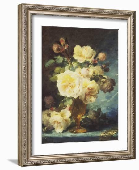 Roses in a Vase-Andre Perrachon-Framed Giclee Print