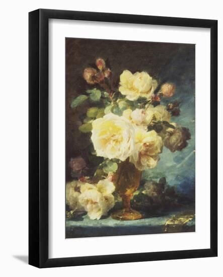 Roses in a Vase-Andre Perrachon-Framed Giclee Print