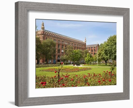 Roses in Bloom in Park Square, Leeds, West Yorkshire, Yorkshire, England, United Kingdom, Europe-Mark Sunderland-Framed Photographic Print