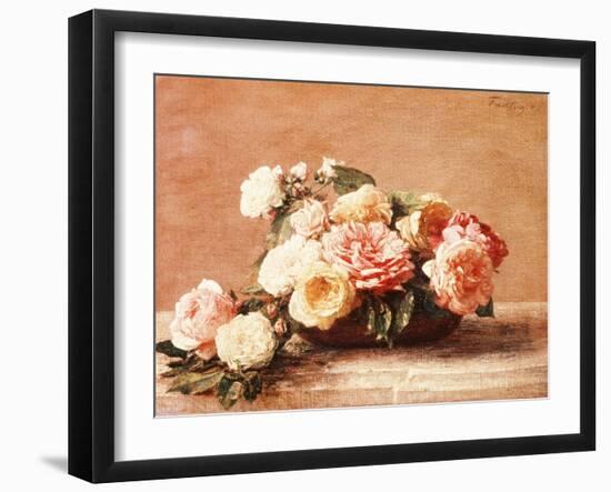 Roses in Bowl-Henri Fantin-Latour-Framed Giclee Print