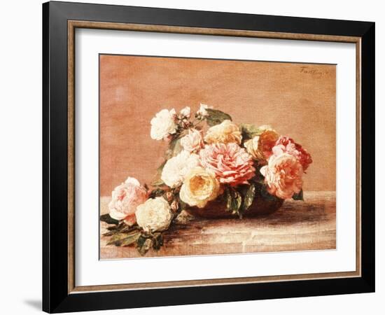 Roses in Bowl-Henri Fantin-Latour-Framed Giclee Print