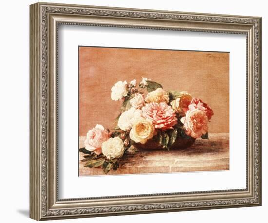 Roses in Bowl-Henri Fantin-Latour-Framed Giclee Print