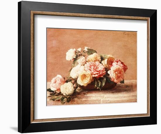 Roses in Bowl-Henri Fantin-Latour-Framed Giclee Print