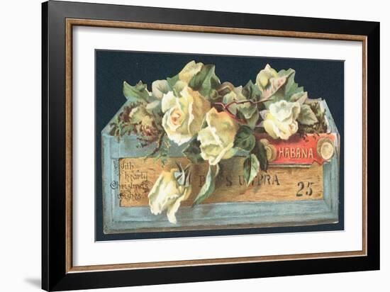 Roses in Cigar Box, Christmas Card-English School-Framed Giclee Print