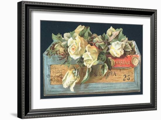 Roses in Cigar Box, Christmas Card-English School-Framed Giclee Print