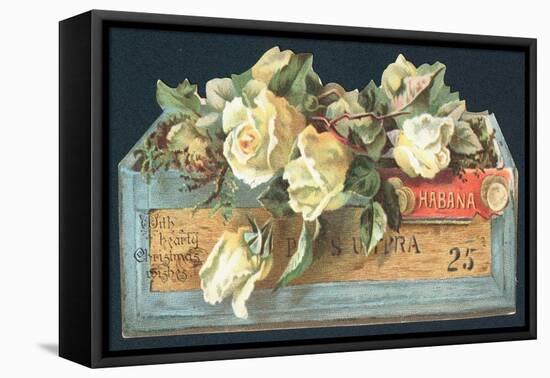 Roses in Cigar Box, Christmas Card-English School-Framed Premier Image Canvas