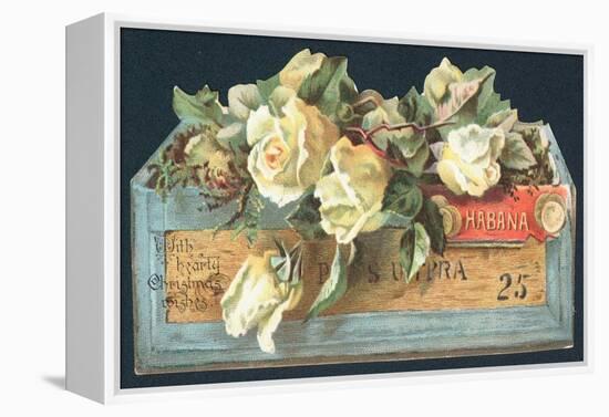 Roses in Cigar Box, Christmas Card-English School-Framed Premier Image Canvas