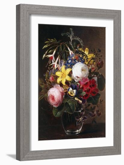 Roses, Lilies, Pansies and Other Flowers in a Vase-Johan Laurents Jensen-Framed Giclee Print