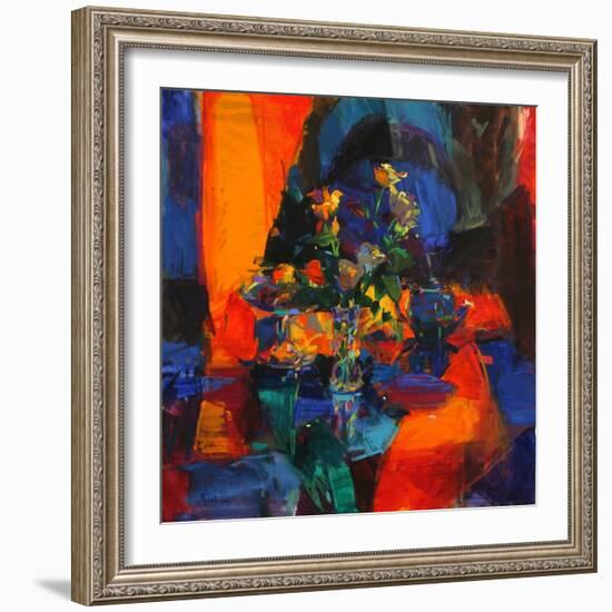 Roses on a Blue Ground-Peter Graham-Framed Giclee Print