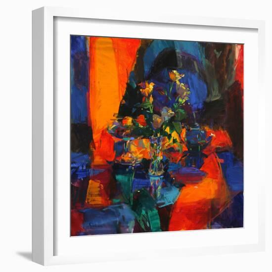 Roses on a Blue Ground-Peter Graham-Framed Giclee Print