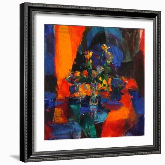 Roses on a Blue Ground-Peter Graham-Framed Giclee Print