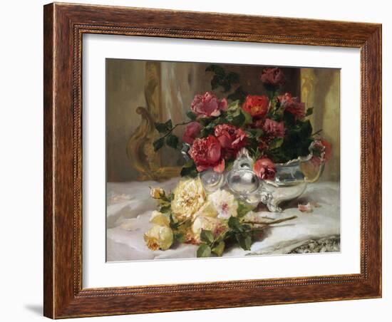 Roses on a Dressing Table-Eugene Henri Cauchois-Framed Giclee Print