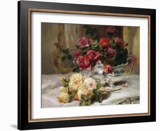 Roses on a Dressing Table-Eugene Henri Cauchois-Framed Giclee Print