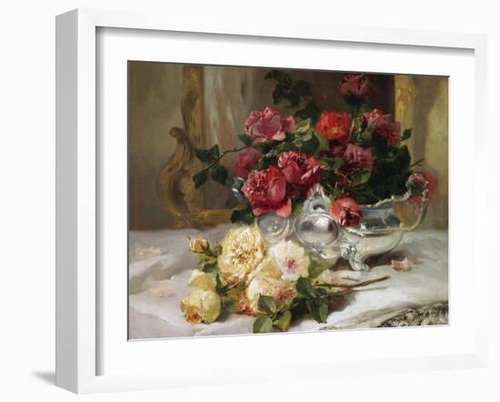 Roses on a Dressing Table-Eugene Henri Cauchois-Framed Giclee Print