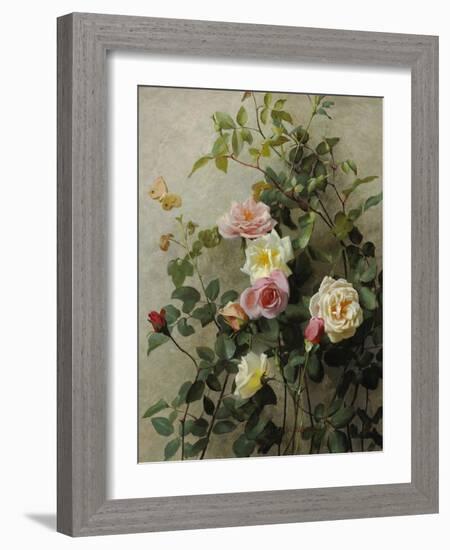 Roses on a Wall, 1877 (Oil on Canvas)-George Cochran Lambdin-Framed Giclee Print