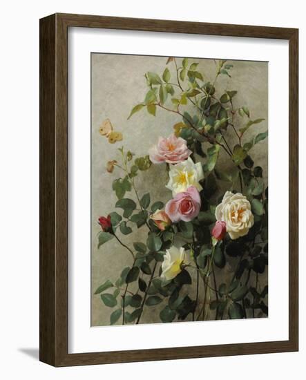 Roses on a Wall, 1877 (Oil on Canvas)-George Cochran Lambdin-Framed Giclee Print