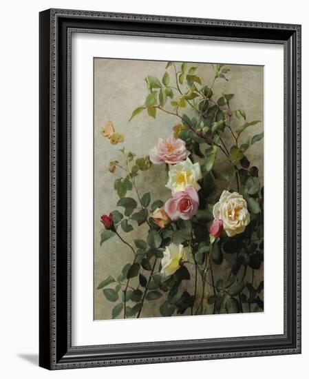 Roses on a Wall, 1877 (Oil on Canvas)-George Cochran Lambdin-Framed Giclee Print