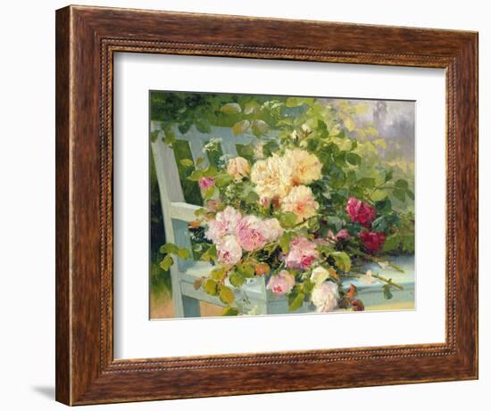 Roses on the Bench-Eugene Henri Cauchois-Framed Giclee Print