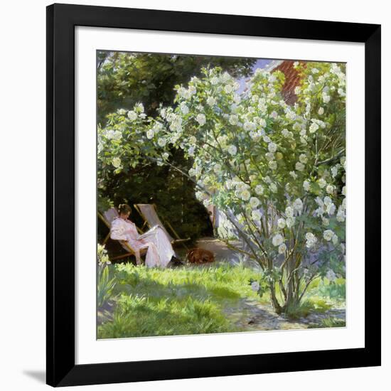 Roses, or the Artist's Wife in the Garden at Skagen, 1883-Peder Severin Kryer-Framed Giclee Print