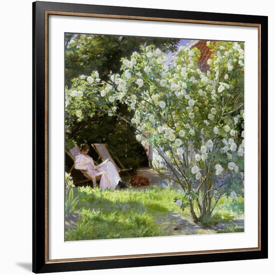 Roses, or the Artist's Wife in the Garden at Skagen, 1883-Peder Severin Kryer-Framed Giclee Print