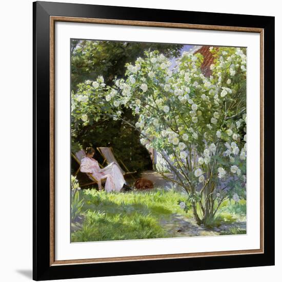 Roses, or the Artist's Wife in the Garden at Skagen, 1883-Peder Severin Kryer-Framed Giclee Print