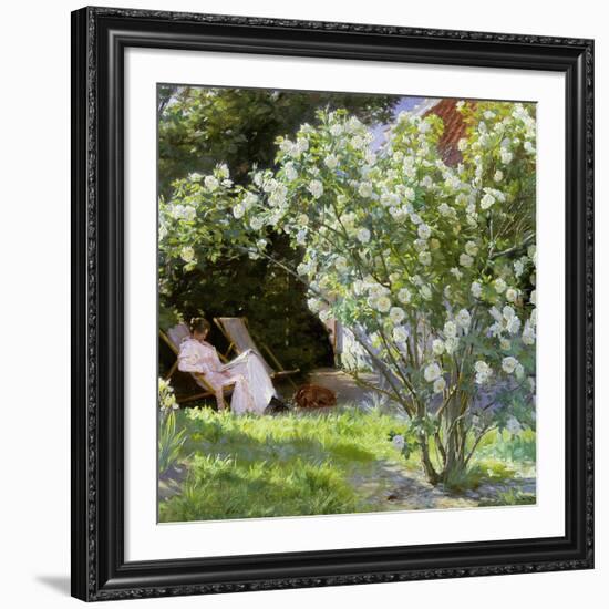 Roses, or the Artist's Wife in the Garden at Skagen, 1883-Peder Severin Kryer-Framed Giclee Print