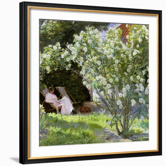 Roses, or the Artist's Wife in the Garden at Skagen, 1883-Peder Severin Kryer-Framed Giclee Print