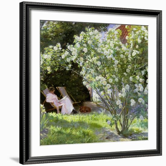 Roses, or the Artist's Wife in the Garden at Skagen, 1883-Peder Severin Kryer-Framed Giclee Print