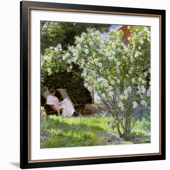 Roses, or the Artist's Wife in the Garden at Skagen, 1883-Peder Severin Kryer-Framed Giclee Print