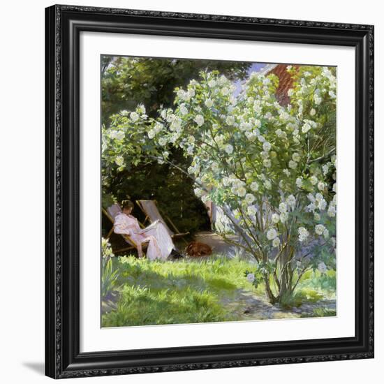 Roses, or the Artist's Wife in the Garden at Skagen, 1883-Peder Severin Kryer-Framed Giclee Print