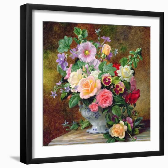 Roses, Pansies and Other Flowers in a Vase-Albert Williams-Framed Giclee Print