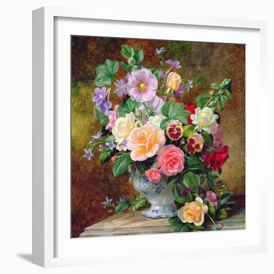 Roses, Pansies and Other Flowers in a Vase-Albert Williams-Framed Giclee Print