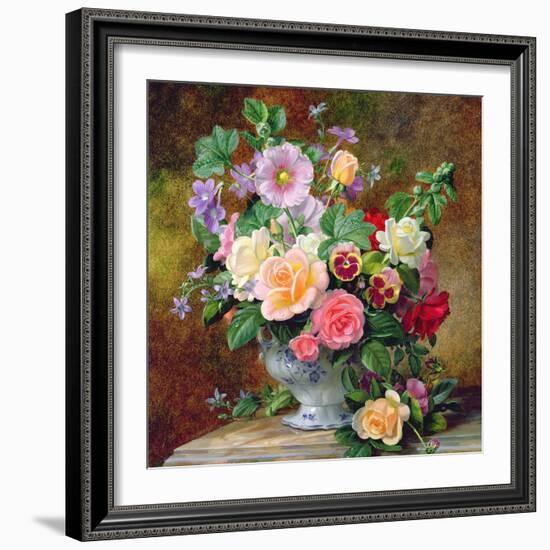 Roses, Pansies and Other Flowers in a Vase-Albert Williams-Framed Giclee Print