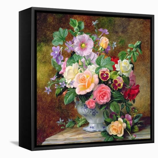 Roses, Pansies and Other Flowers in a Vase-Albert Williams-Framed Premier Image Canvas