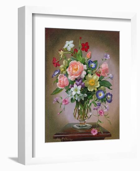 Roses, Peonies and Freesias in a Glass Vase-Albert Williams-Framed Giclee Print