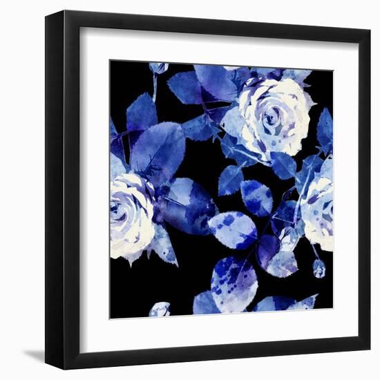 Roses Seamless Pattern-Marina Grau-Framed Art Print