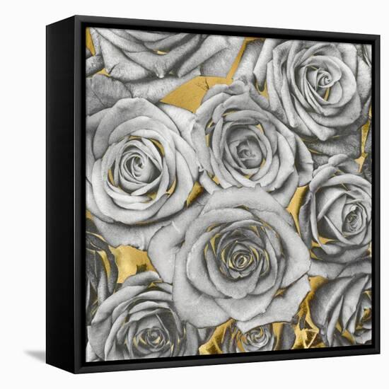 Roses - Silver on Gold-Kate Bennett-Framed Stretched Canvas